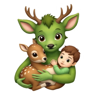 ugly monster hugging baby deer sticker
