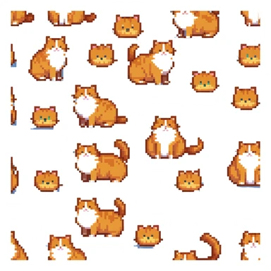 round chubby orange cat, entire body sticker