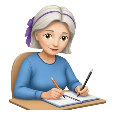Older woman sketching in spiral pad sticker