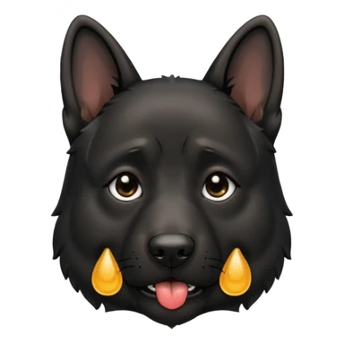 all black german shepherd face crying large tears looking sad sticker