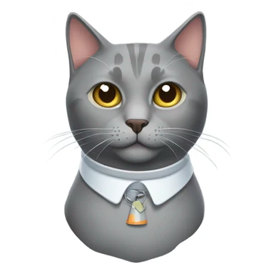Gray cat with cone of shame sticker