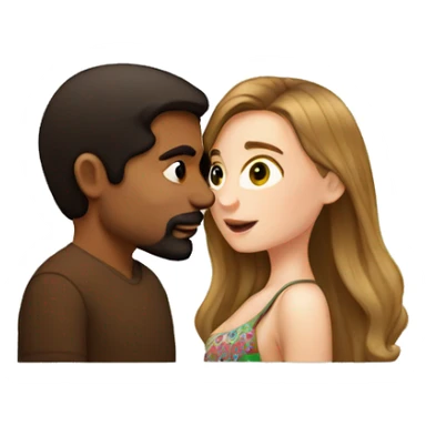 White girl with brown hair kissing Mexican man  sticker