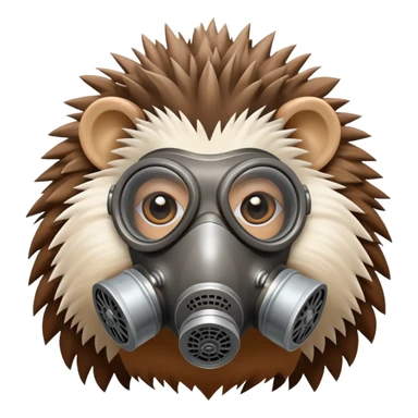 hedgehog wearing a gas mask sticker