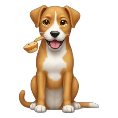 Cat eating dog sticker