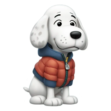 Snoopy wearing a puffer jacket  sticker