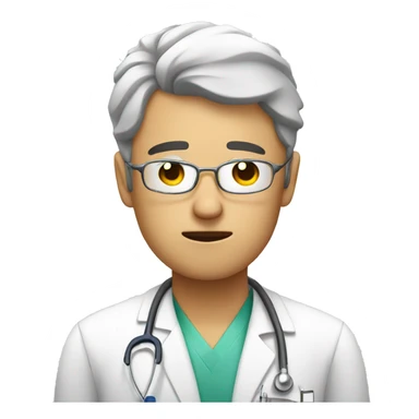 Exhausted doctor with sweat emoji sticker