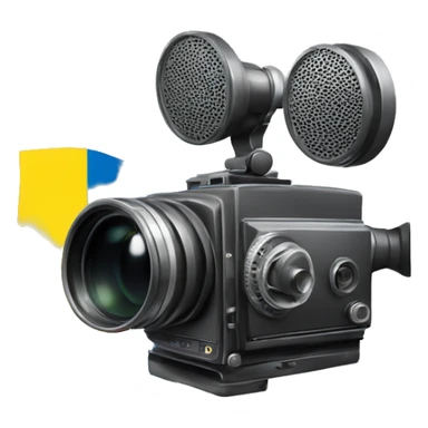 a movie camera and a Ukrainian flag sticker