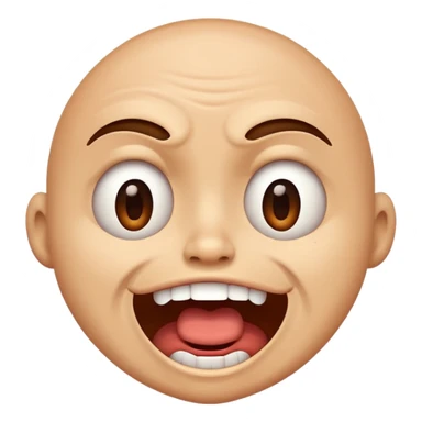 cartoon face with eyes squinting, mouth open in a cringe-laugh sticker
