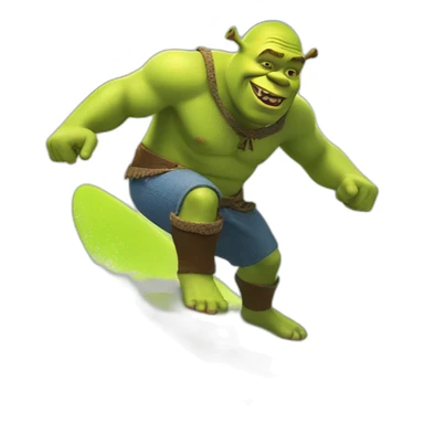 shrek surfing in the ocean sticker