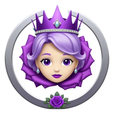 Purple shadow rose silver circle plaque with silver tiara sticker