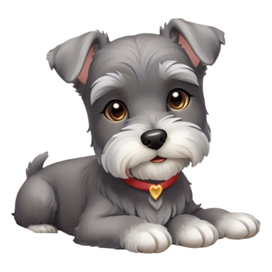 Meme-Worthy Cute Sleeping Miniature Schnauzer Portrait Emoji, Head gently tilted in a relaxed, blissful slumber with a soft, contented smile and eyes tenderly closed, featuring a neat salt-and-pepper fur with charming, relaxed features, simplified yet irresistibly endearing, highly detailed, glowing with a soft, cozy radiance, high shine, exuding gentle, heartwarming charm, styled with a soft glowing outline, capturing the essence of a sleeping Miniature Schnauzer that looks perfectly poised to become a viral icon of adorable rest! sticker