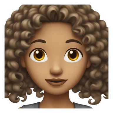 Light skin girl with long dark brown curly hair and black eyes sticker