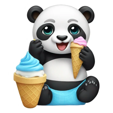 Panda eating ice cream sticker