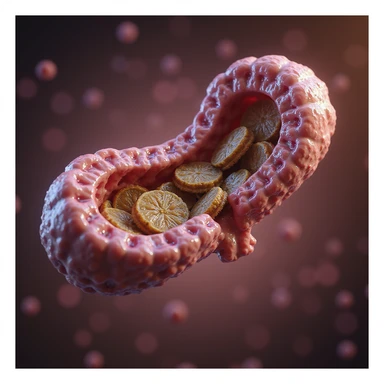 hyperrealistic and scientific 4K visualization of fatty acid transport process from cytoplasm to mitochondrion, highlighting carnitine and cellular structures sticker