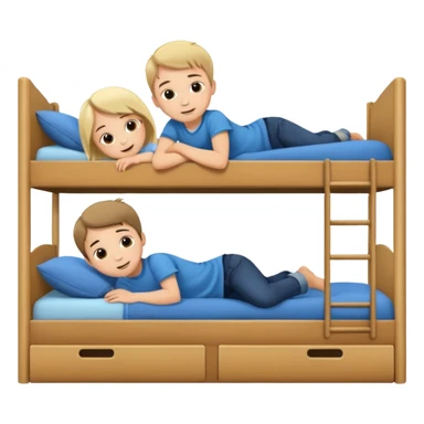 two cute kids on a bunk bed, playful sticker