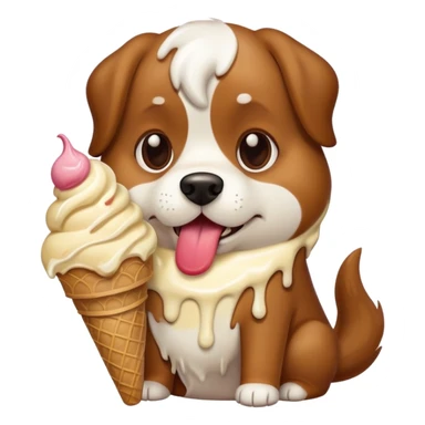 Dog ￼eating ice cream  sticker