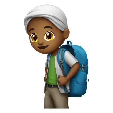 a muslim boy with backpack sticker