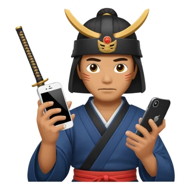 Samurai with Smartphone sticker