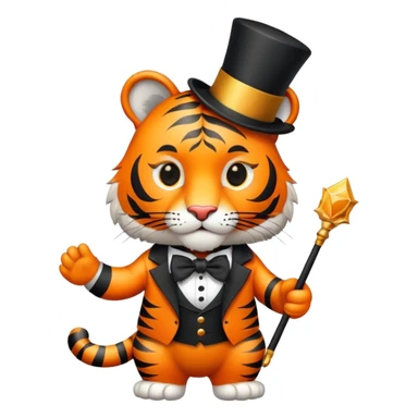Tiger magician with wand and top hat sticker