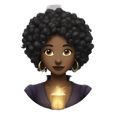 A white women with black curly hair holding tarot cards sticker