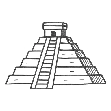 hand-drawn outline of a Mexican pyramid sticker