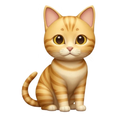 A 3D cartoon golden tabby American Shorthair cat with soft striped fur, warm golden tone, soft shadows, Memoji-style realism. full body or half body. sticker