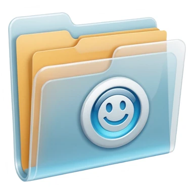 A **simple emoji-style icon** of a **transparent white plastic folder**, minimal and clean, with **rounded corners**, subtle translucency, soft shading, and a **small Concert arena symbol** on the front.
 sticker