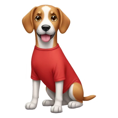 A dog wearing a red T -shirt  sticker