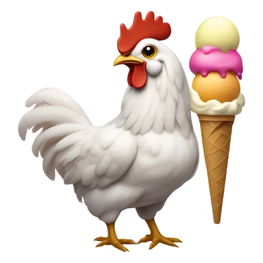 Chicken eating ice cream  sticker
