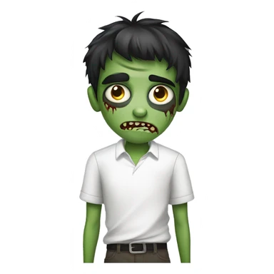 teen boy zombie with dark hair and white shirt sticker