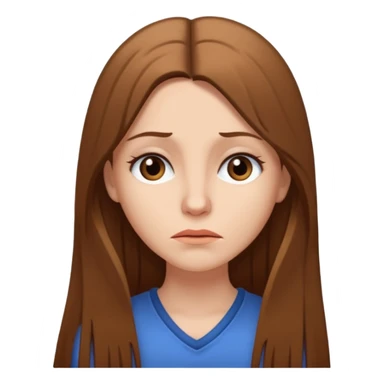 create a white woman with brown long sthaight hair who is thinking that she is a bad person sticker