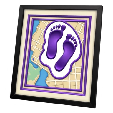 "Forty-two purple footsteps moving across a map inside an open house." sticker