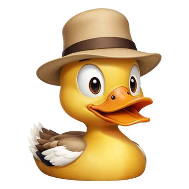 duck with crazy expression wearing a tiny hat, beak wide open sticker