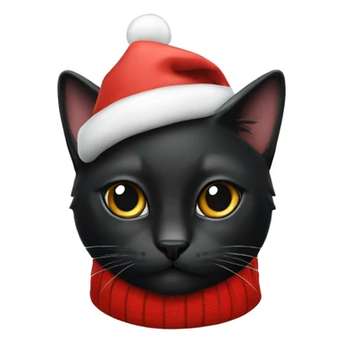 Black cat in a Christmas hat  sticker