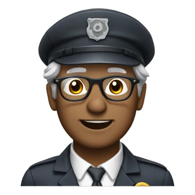 55 year old train conductor with gray hair and glasses sticker