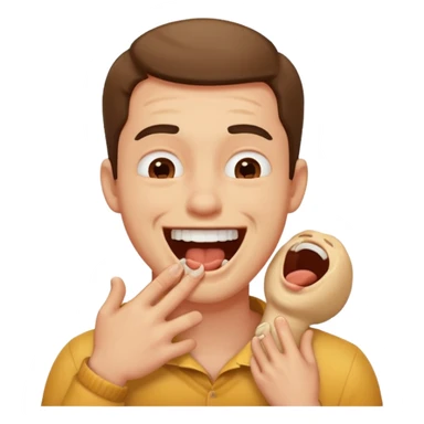 a guy choking himself laughing  sticker