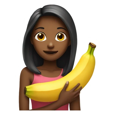 girl holding a banana sticker