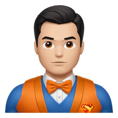 a superman with organe bow tie sticker