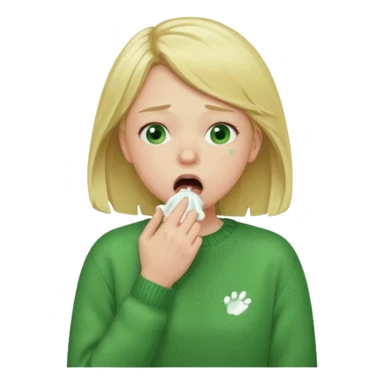 blonde girl in green jumper cough sticker