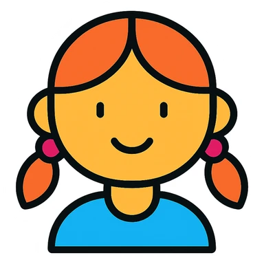 a girl in a color outline icon style, black outlines with subtle color fills, simple and clear sticker