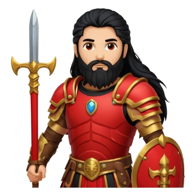 Mars, War God from Rome Mythology with long black hair and beard, red and black outfit, light tan skin sticker