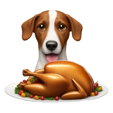 Dog eating Thanksgiving, turkey sticker