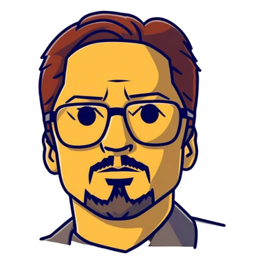 Tony Stark with stylish glasses and signature goatee sticker