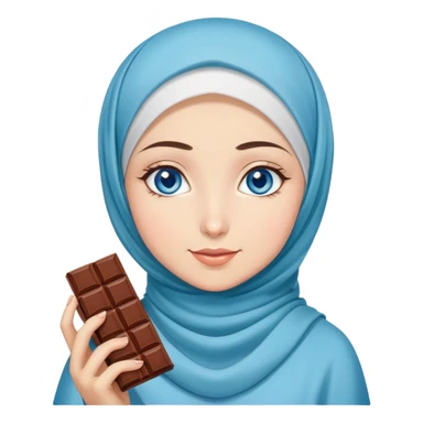 Turkish beautiful finish Konya girl blue eyes with ice cream hijab islamic dress and had on her hand Dubai chocolate  sticker