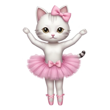 Cat on pointe with a pink tutu on and a bow in its hair sticker