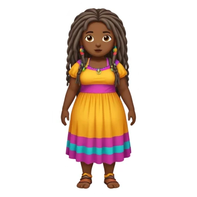 Full body chubby dark skined black girl with long dread locks  sticker