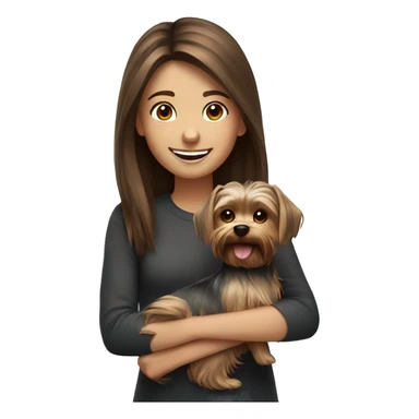 brown hair girl smiling with  Yorkshire Terrier sticker
