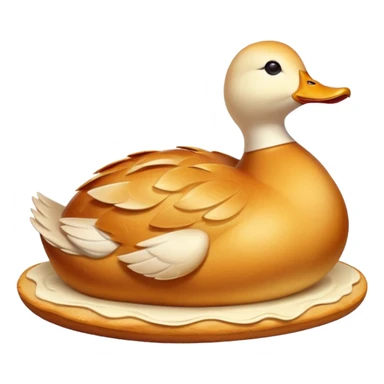 freshly baked bread in the shape of a duck, steaming hot, golden crust sticker