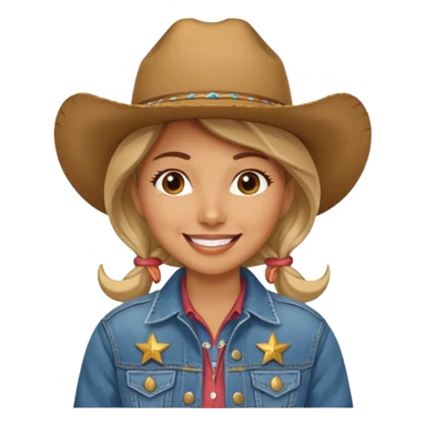 Cowgirl with denim jacket and hat sticker