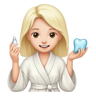 girl with white robe and a tooth in her hand sticker